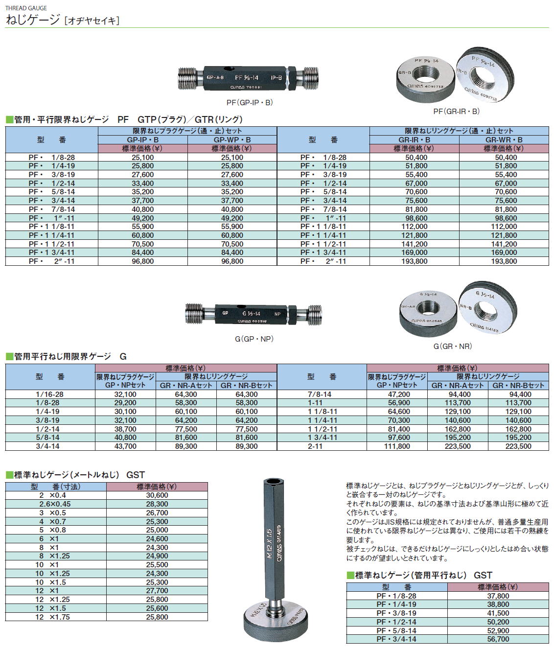 オーエスジー 標準ねじリングゲージ SG R SG R J PS1/8-28 (38362)-