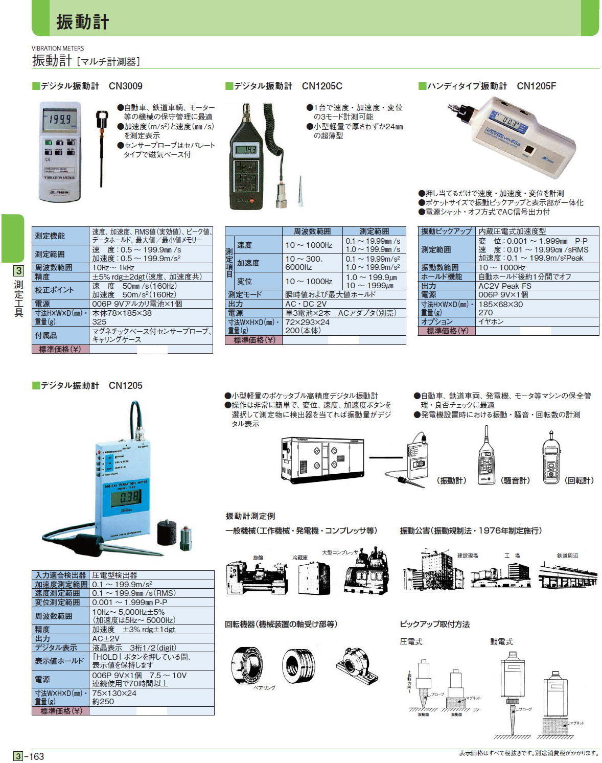 振動計,マルチ計測器,デジタル振動計,CN3009,デジタル振動計,CN1205C,ハンディタイプ振動計,CN1205F,デジタル振動計,CN1205