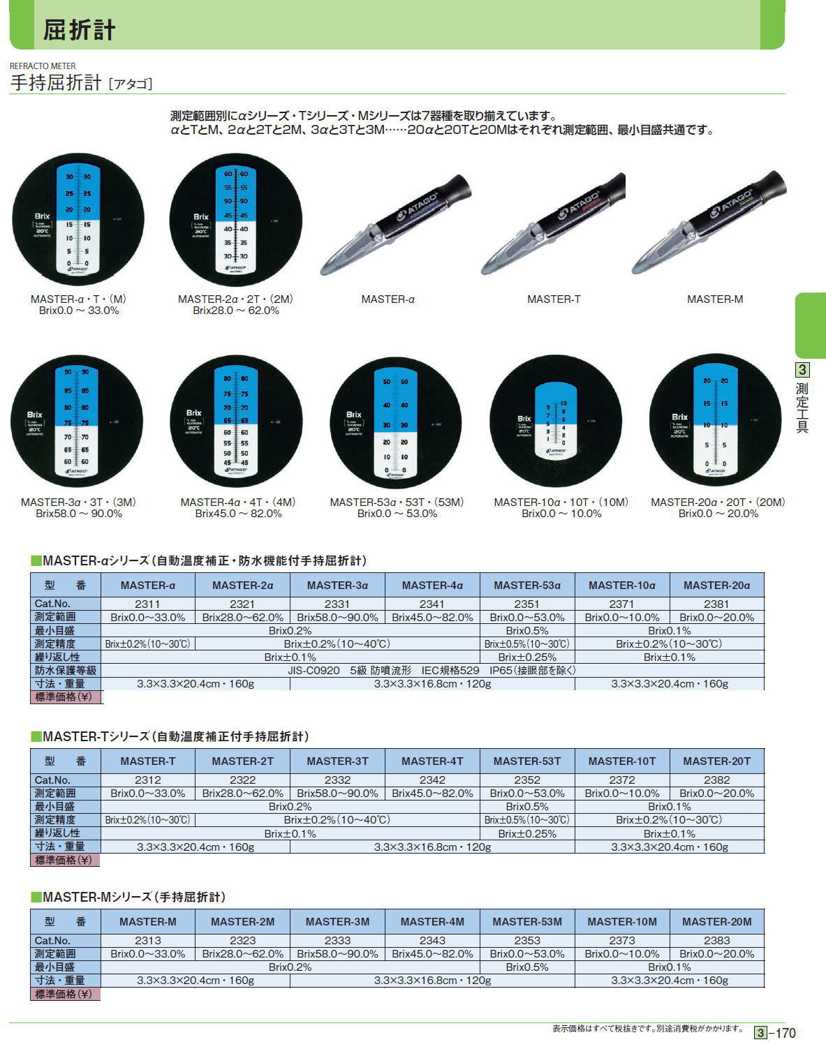 シリーズ ATAGO/アタゴ 濃度計 MASTER−20M 手持ち屈折計：ムラウチ モデル - onkajans.com