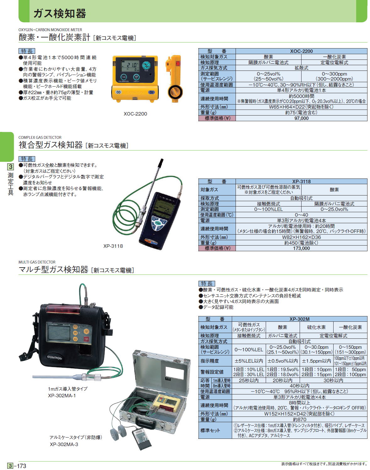酸素・一酸化炭素計［ 新コスモス電機］複合型ガス検知器［ 新コスモス