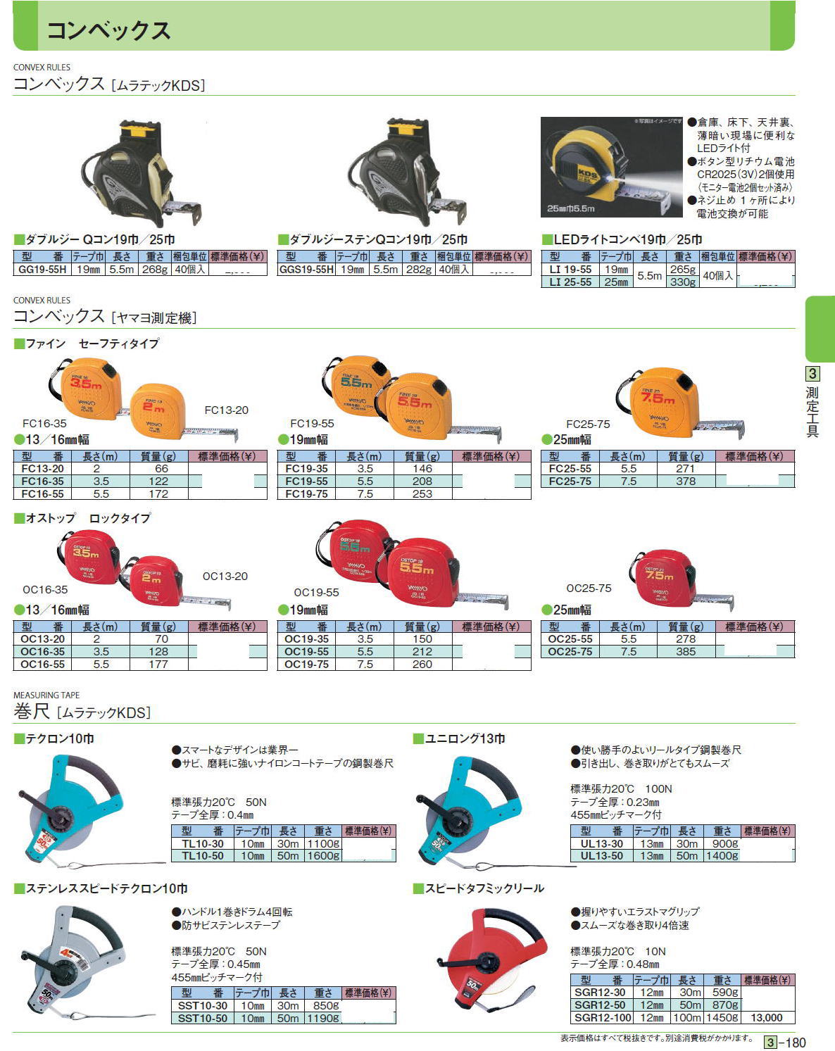 コンベックス［ ムラテックKDS］コンベックス［ ヤマヨ測定機］巻尺［ ムラテックKDS］