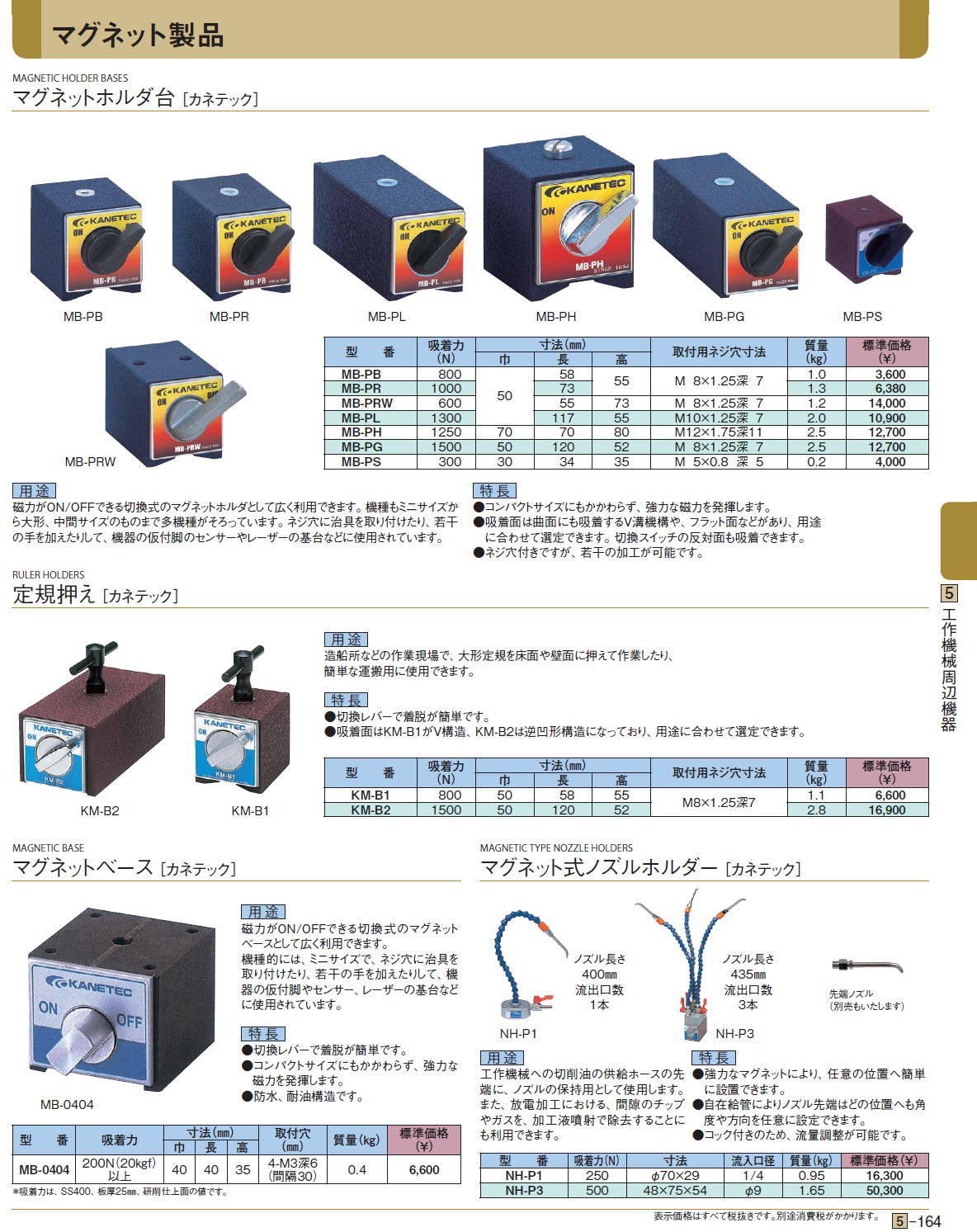 マグネットホルダ台［ カネテック］定規押え / マグネットベース / マグネット式ノズルホルダー