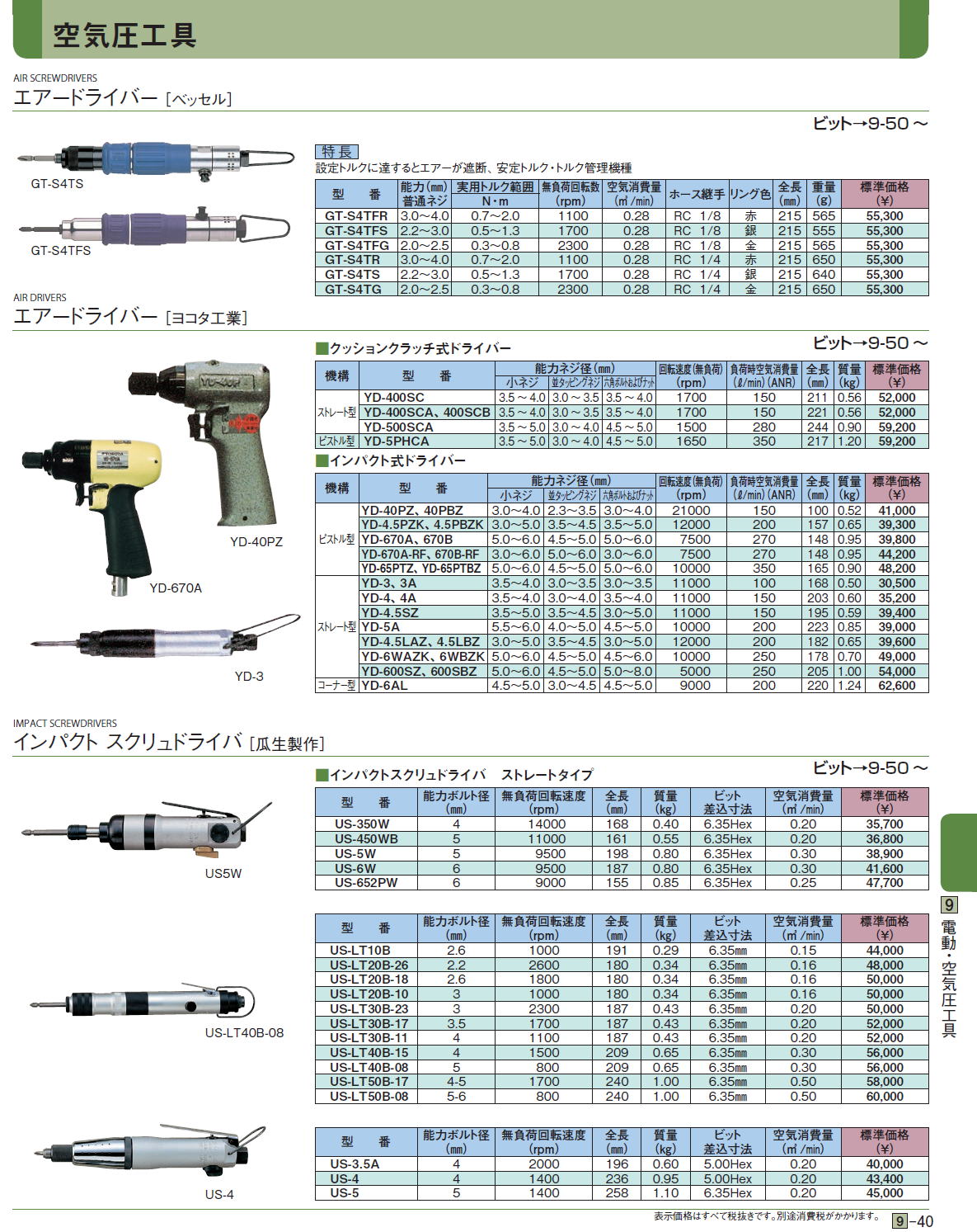 エアードライバー ［ベッセル］ / エアードライバー ［ヨコタ工業］ / インパクト スクリュドライバ［ 瓜生製作］