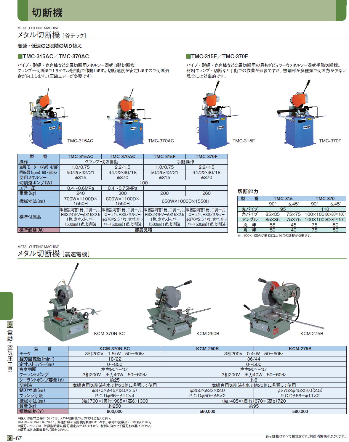 メタル切断機 ［谷テック］ メタル切断機［ 高速電機］