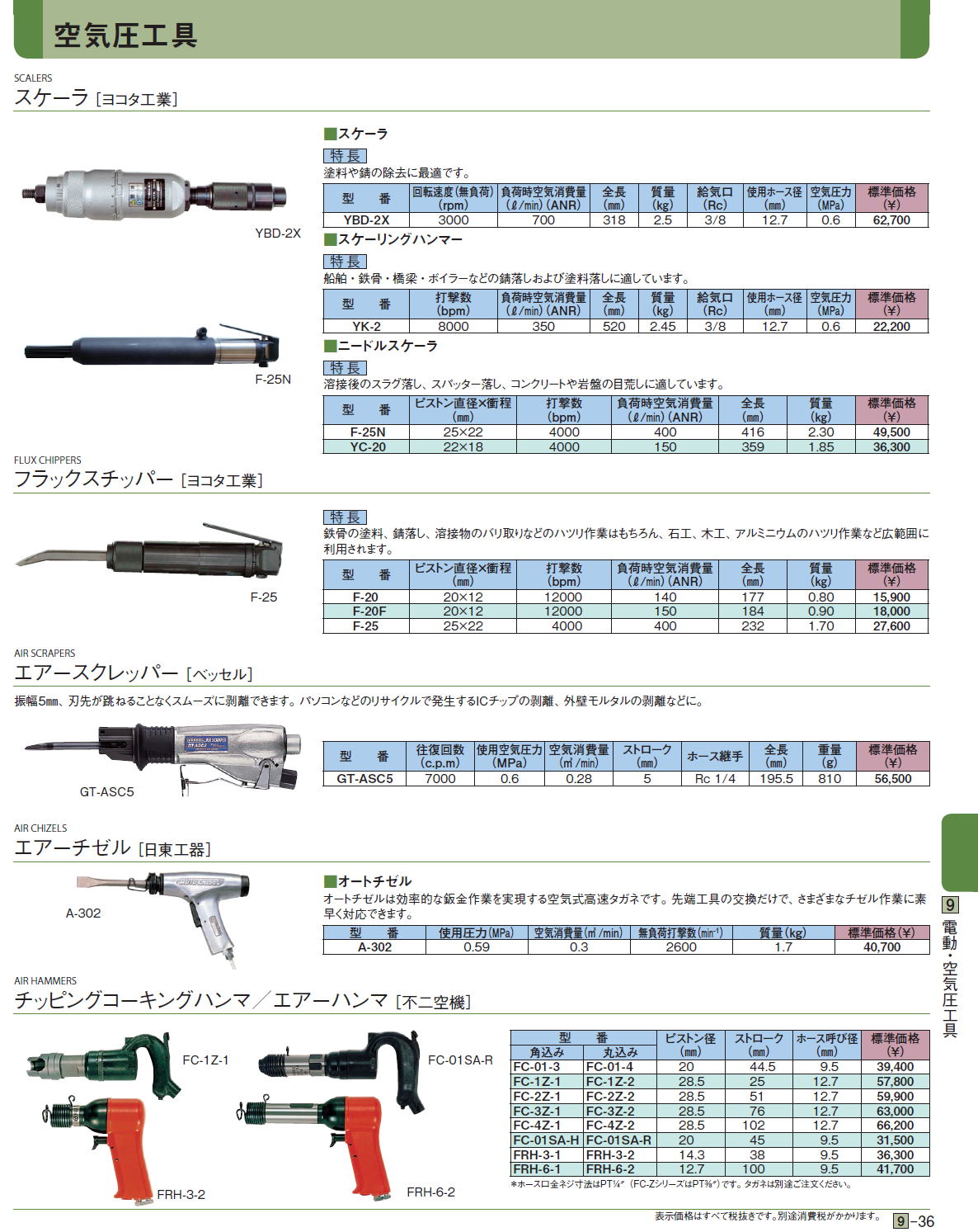 スケーラ ［ヨコタ工業］ / フラックスチッパー ［ヨコタ工業］ / エアースクレッパー ［ベッセル］ エアーチゼル［ 日東工器］