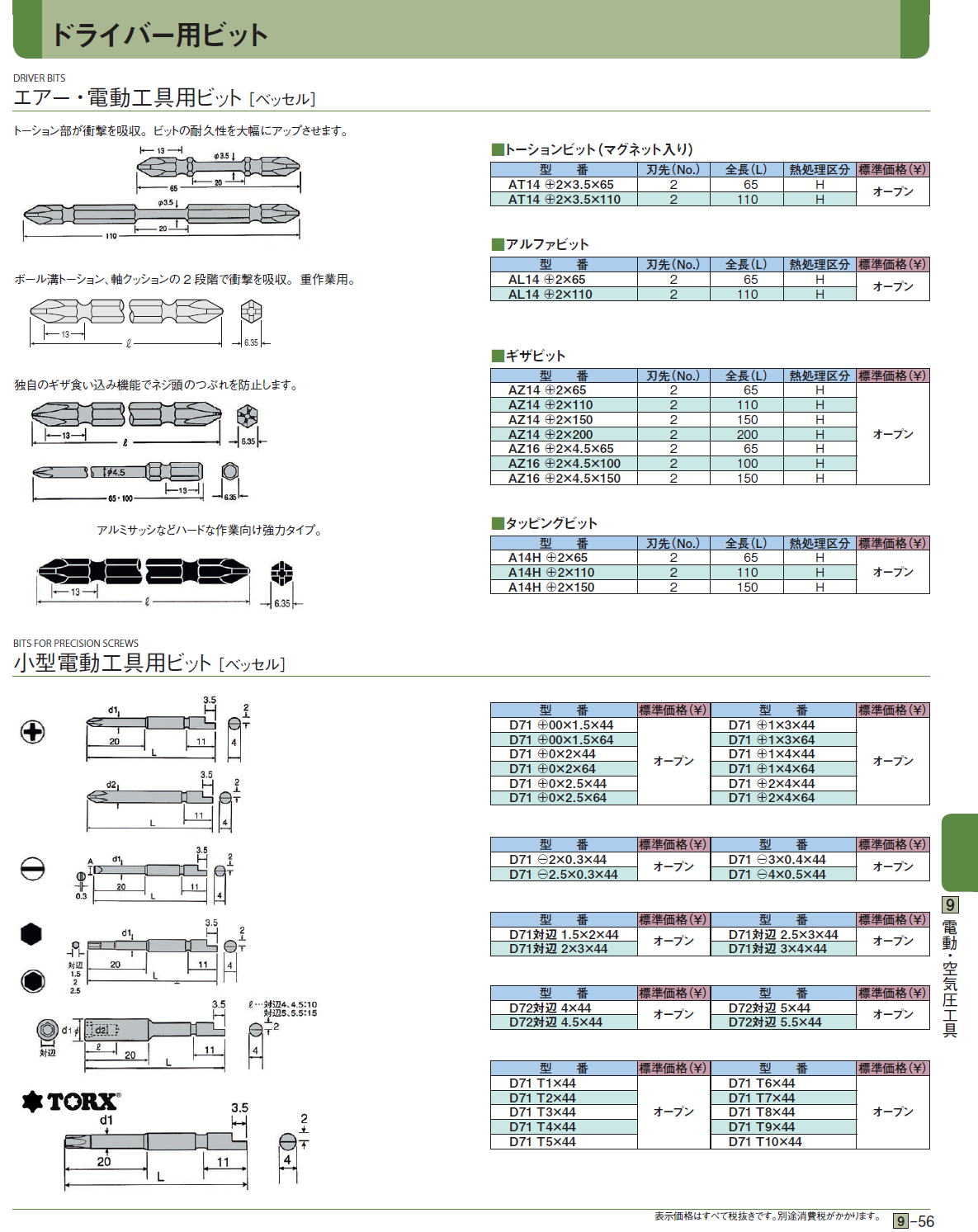 エアー・電動工具用ビット ［ベッセル］ / 小型電動工具用ビット ［ベッセル］