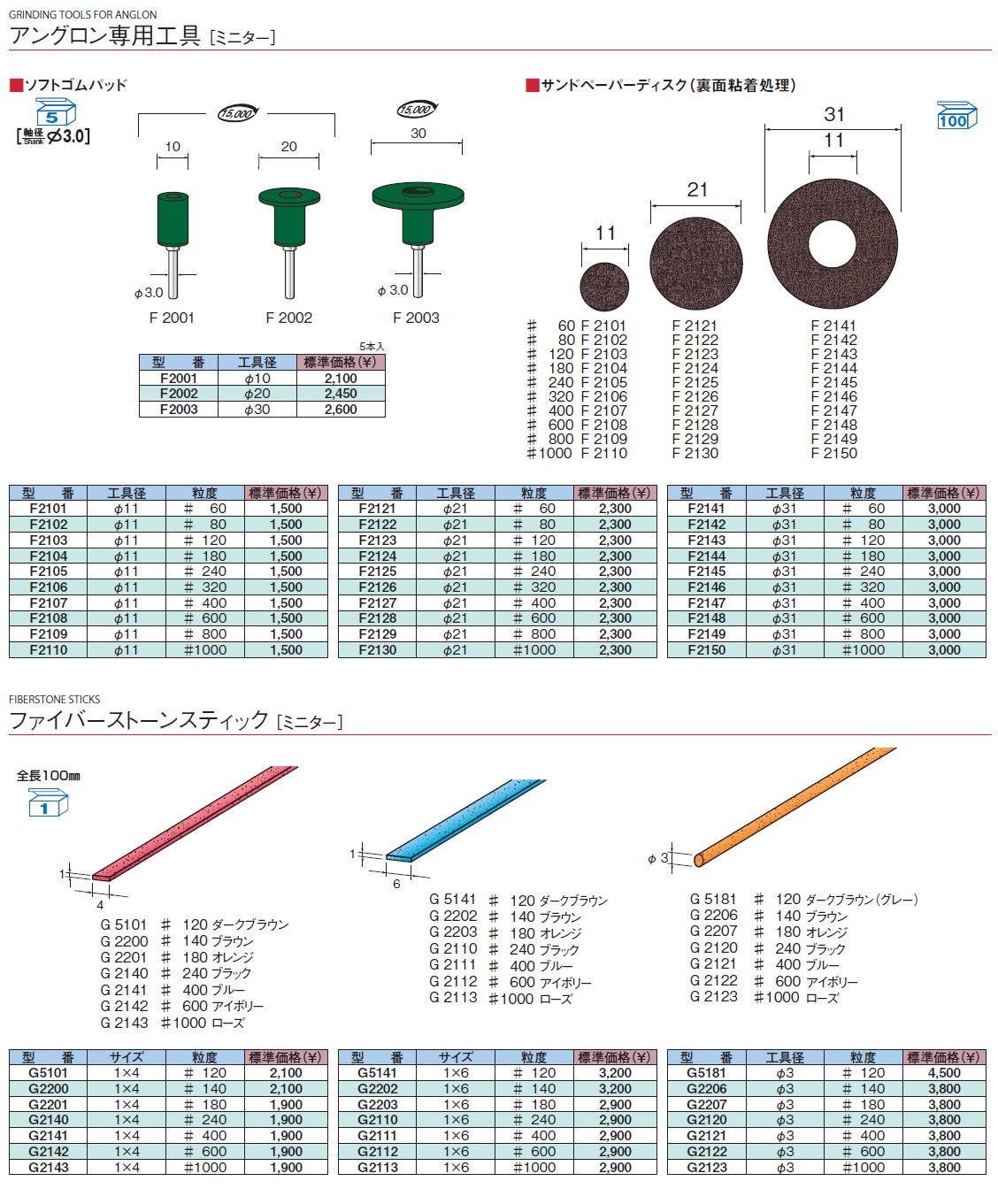 アングロン専用工具 ［ミニター］ GRINGING TOOLS FOR ANGLON / ファイバーストーンスティック　ミニター　FIBERSTONE STICKS