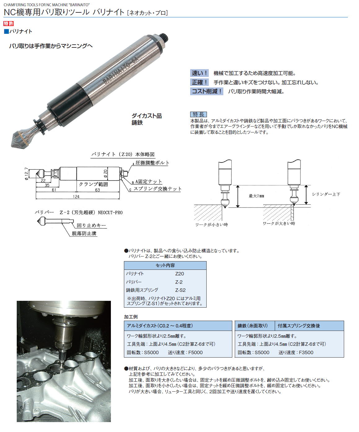 NC機専用バリ取りツール バリナイト ［ネオカット・プロ］　CHAMFERING TOOLS FOR NC MACHINE "BARINAITO"