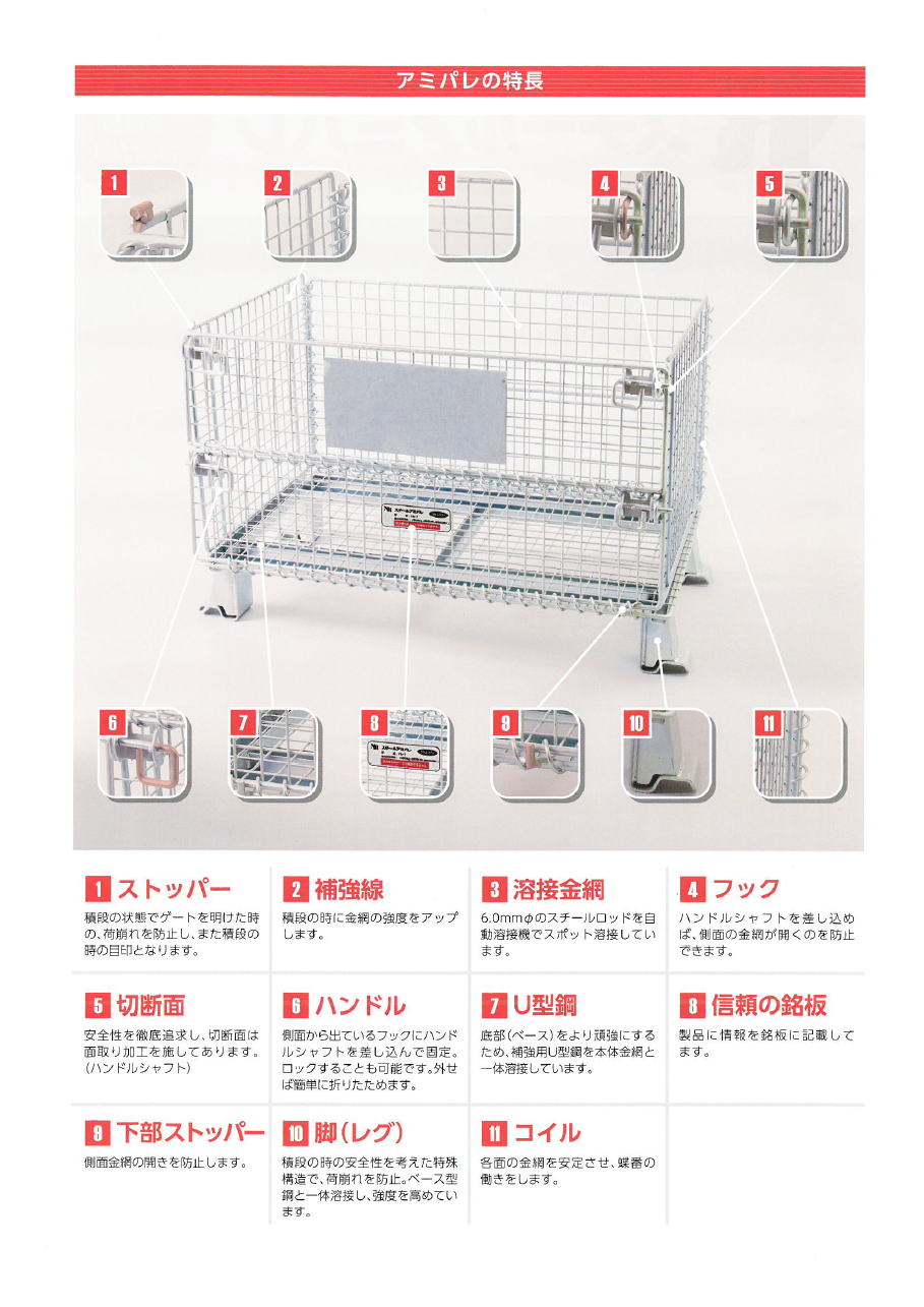 NR　スチールアミパレ　折り畳み式　多目的物流カゴ