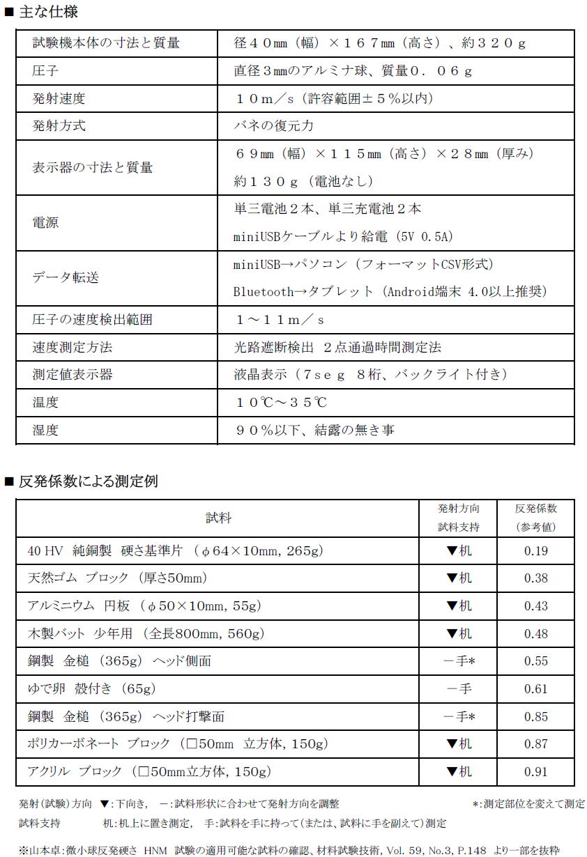 仲井精機製作所  微小球反発試験機　　eNM 3A10