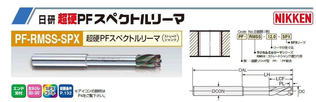 日研工作所NIKKEN  超硬PFスペクトルリーマ （ストレートシャンク）