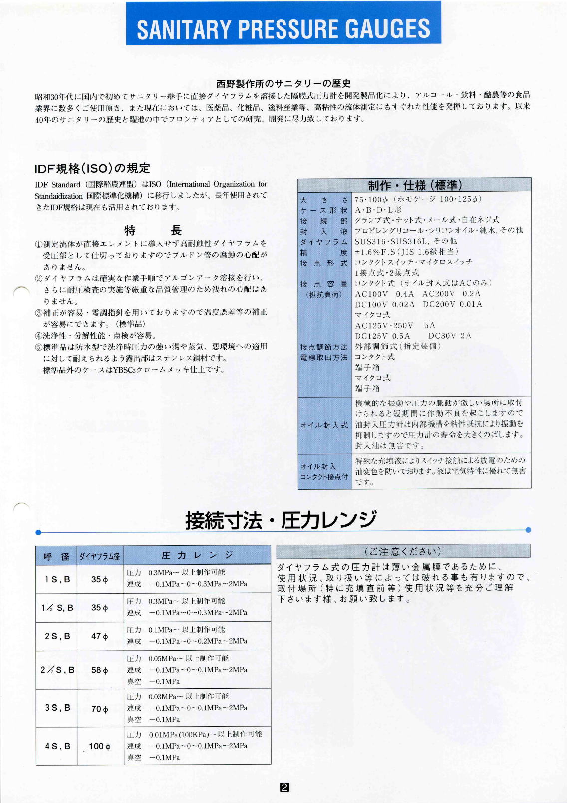 サニタリー圧力計　NGN隔膜式圧力計　SANITARY PRESSURE GAUGES 7