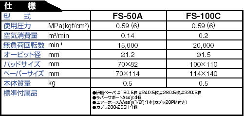 日東工器 フリーサンダー （空気式小型・軽量研磨機）FS-50A,FS-100C