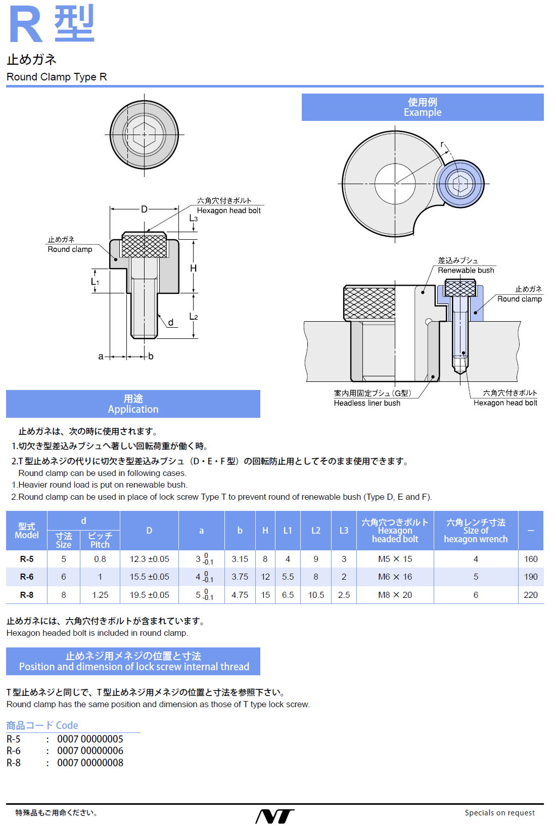 NTツール　R 型　止めガネ　Round Clamp Type R