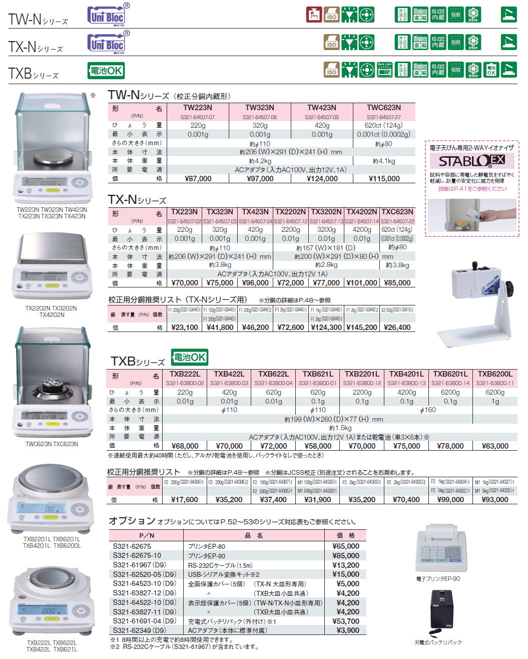 島津製作所　電子天びん　TW-N/TX-N/TXB series 0.0002g~1g