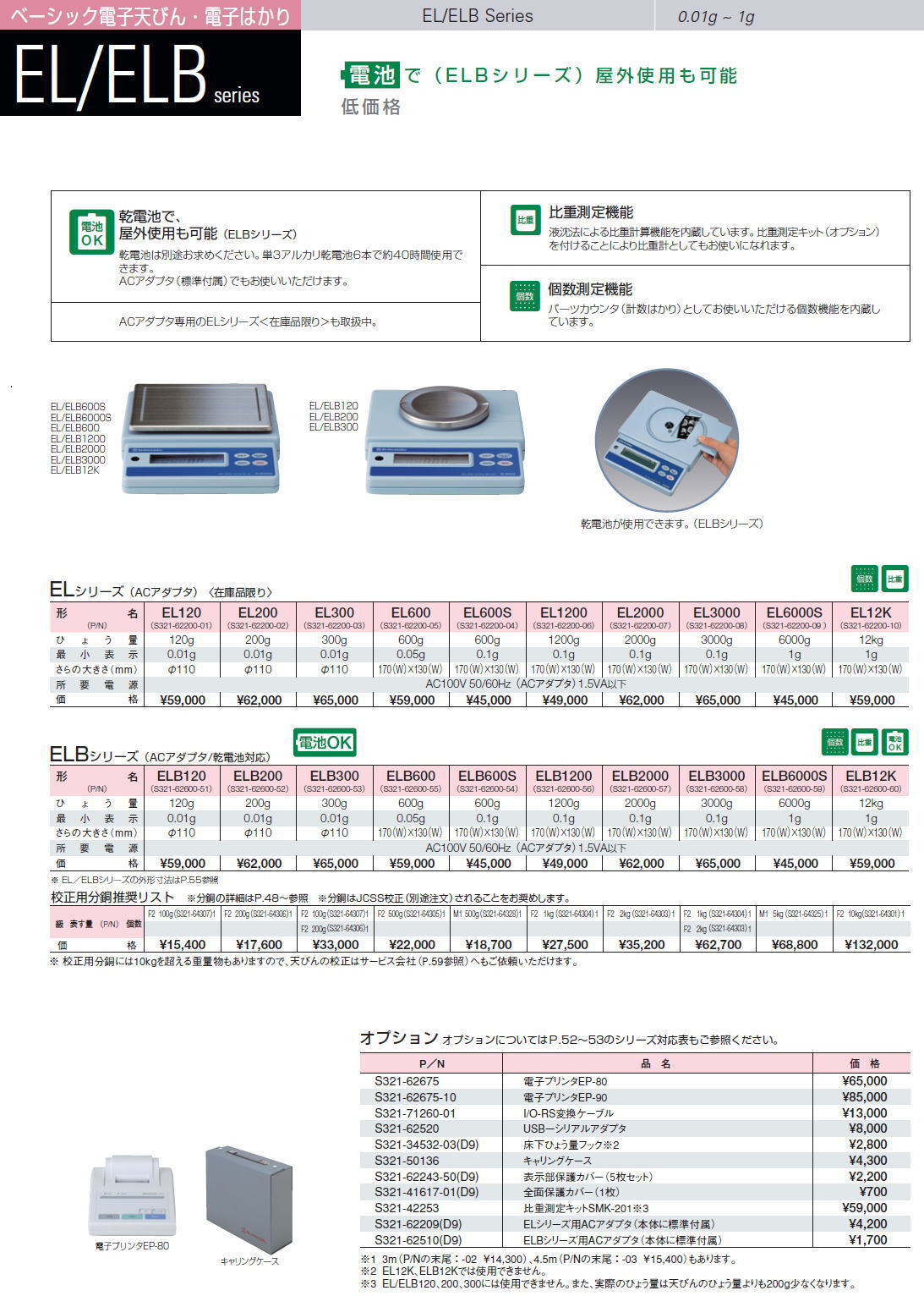 島津製作所　ベーシック電子天びん・電子はかり EL/ELB Series 0.01g ~ 1g