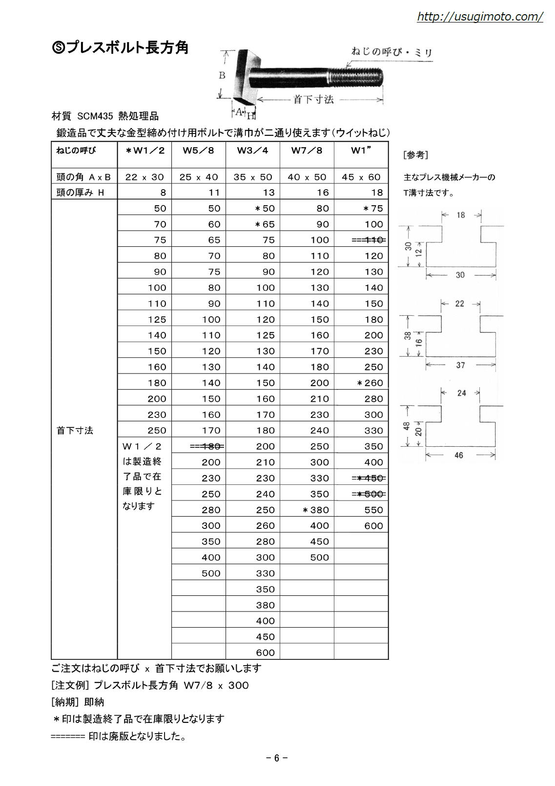 杉本　プレスボルト　長方角