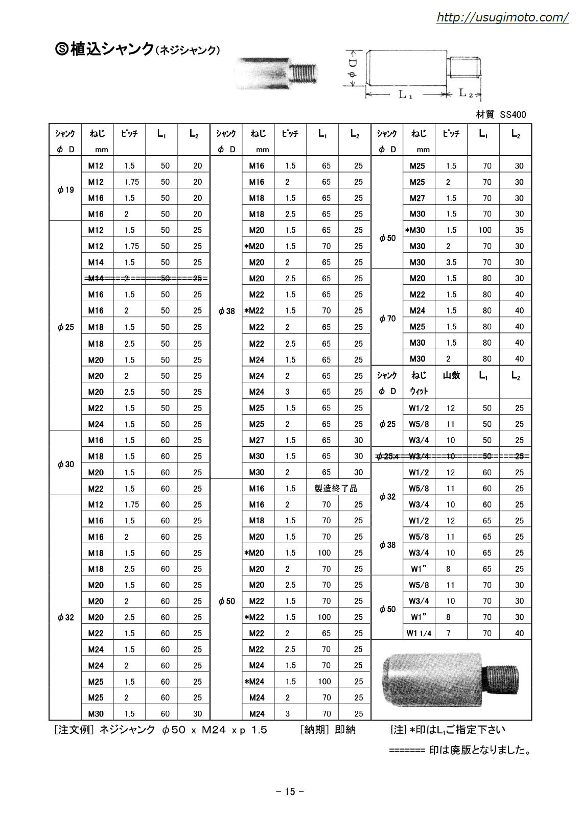杉本　植え込シャンク　ネジシャンク