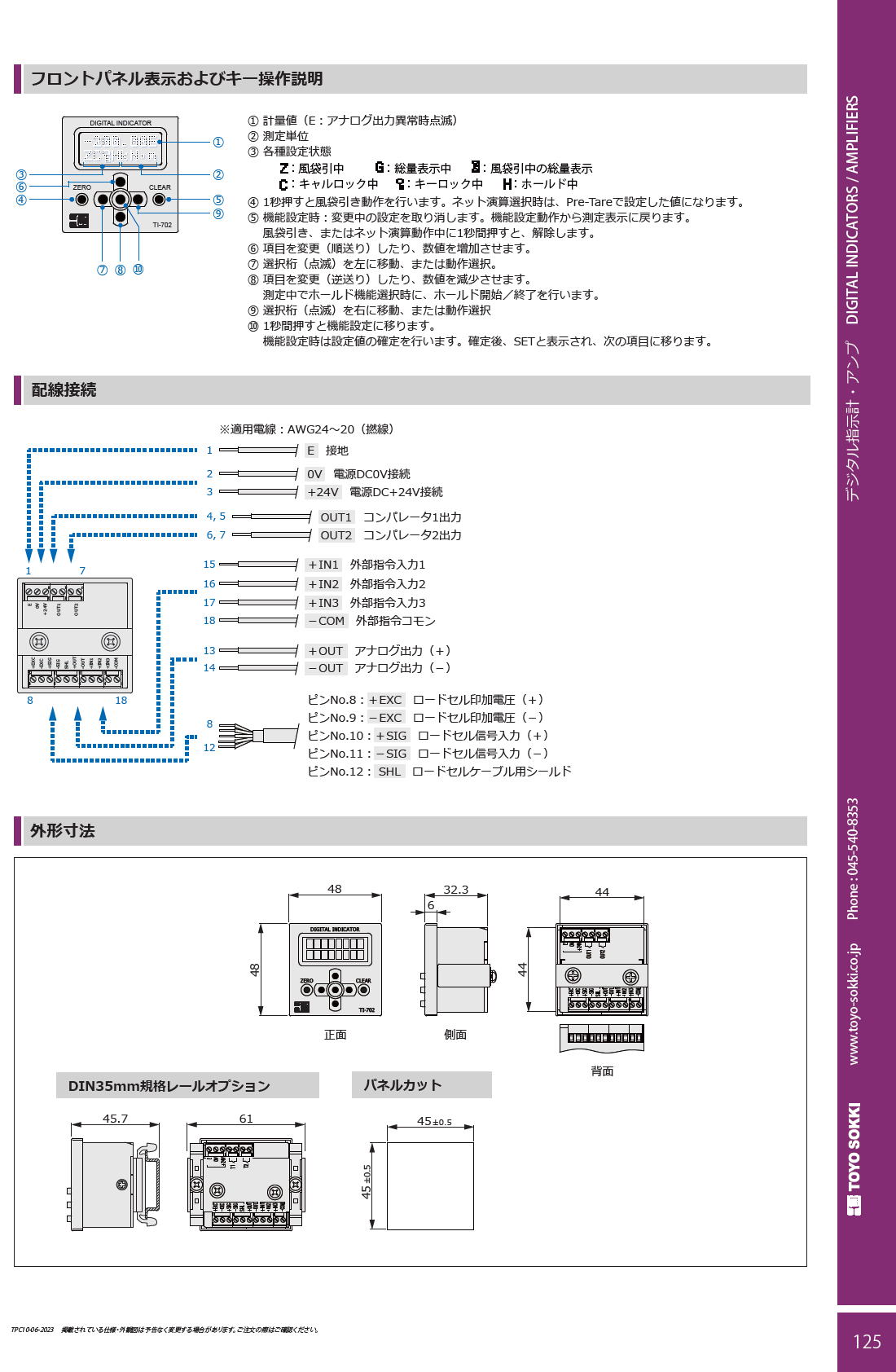 東洋測器 小型デジタル指示計 TI-702