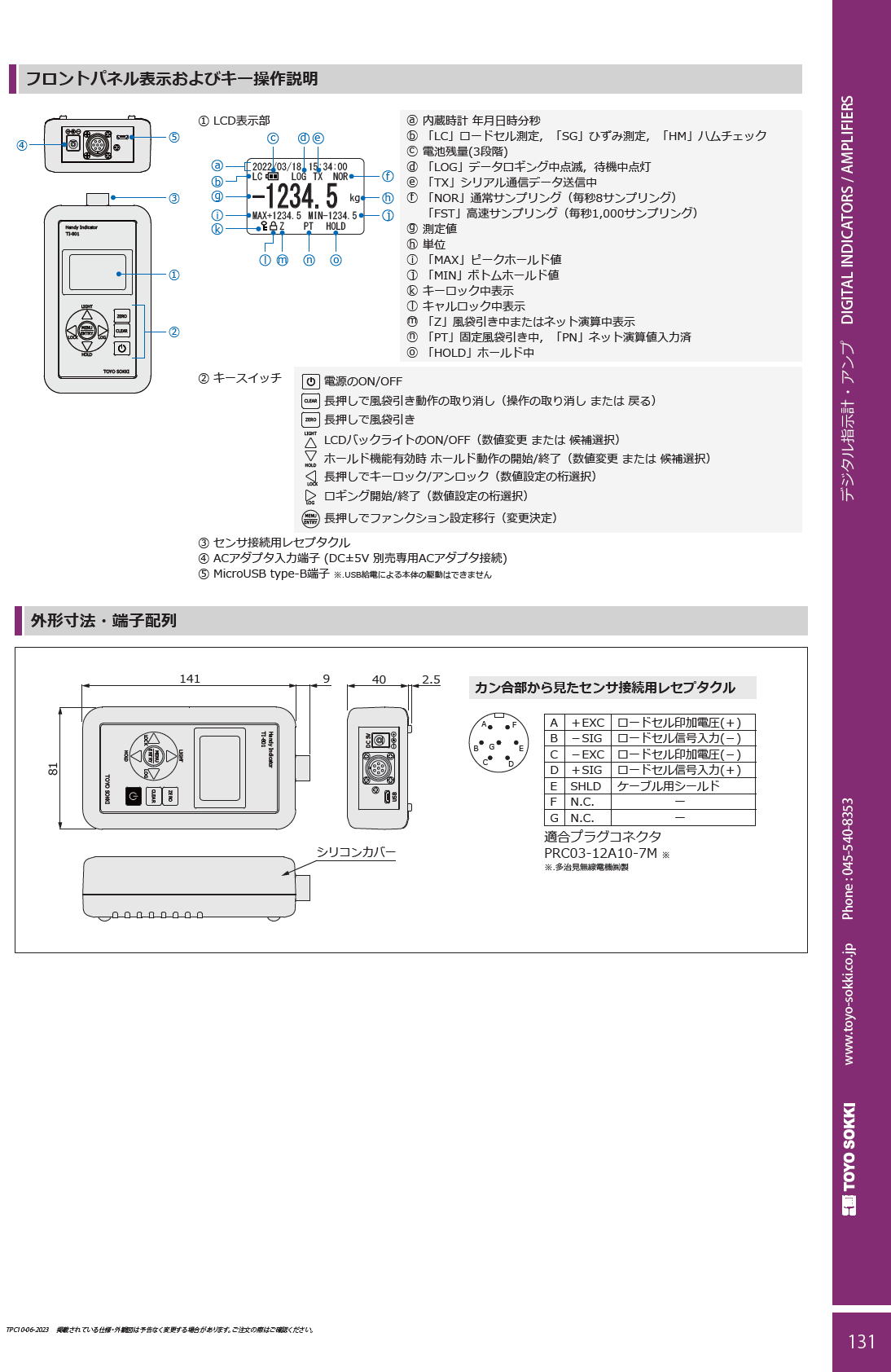 東洋測器 携帯型デジタル指示計 TI-801