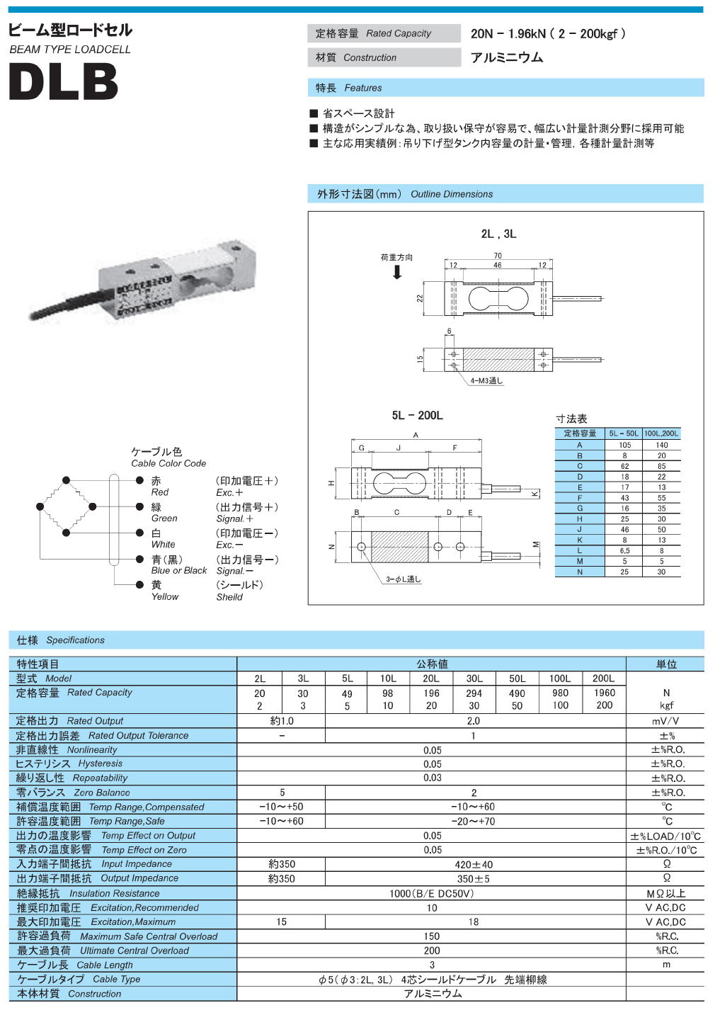 東洋測器 ビーム型ロードセル DLB