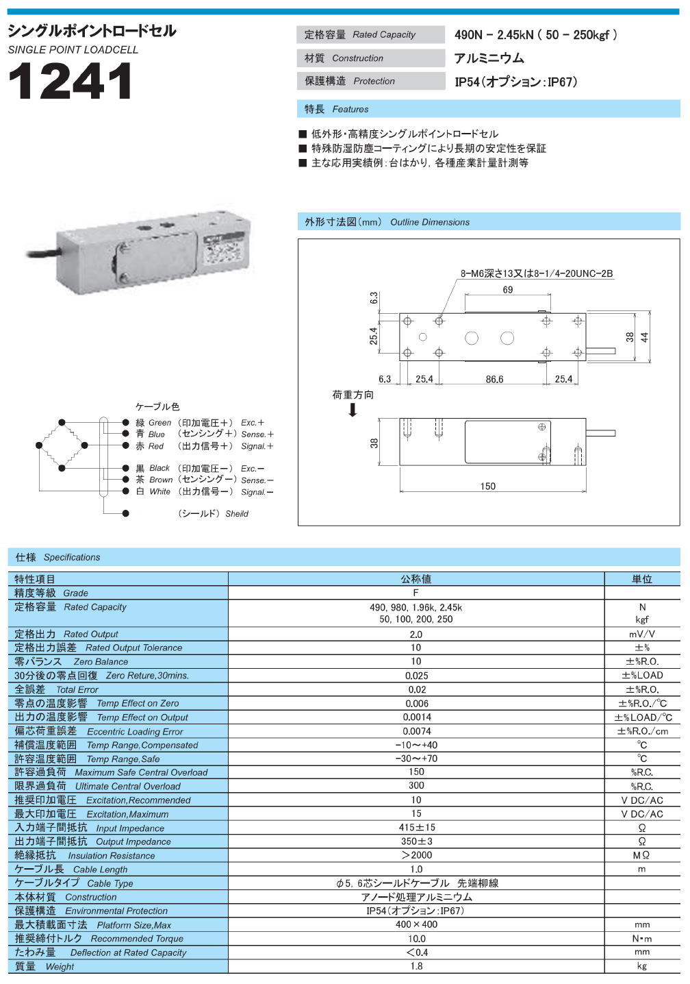 東洋測器 シングルポイントロードセル 1241