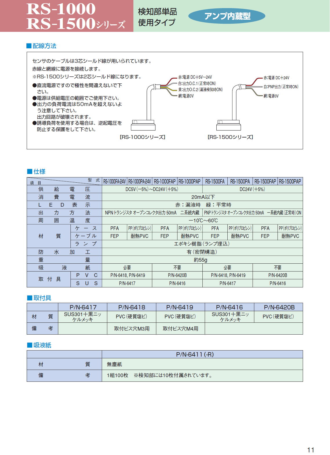 東横化学  漏液センサ  RS-1000 / RS-1500 / RS-200　シリーズ　2