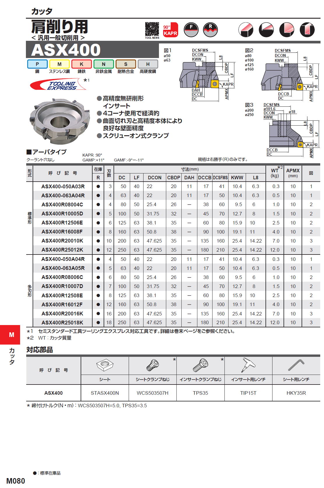 三菱マテリアル カッタ 肩削り用 汎用一般切削用 ASX400