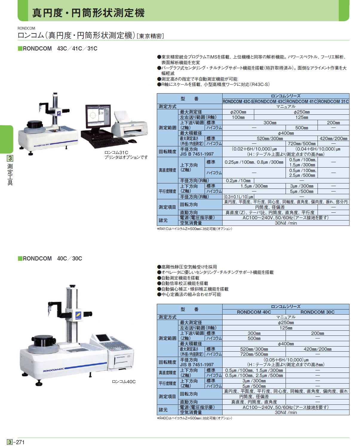 ロンコム（真円度・円筒形状測定機）[東京精密] RONDCOM 43C／41C／31C RONDCOM 40C／30C